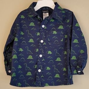 Dinosaur print cotton button down shirt